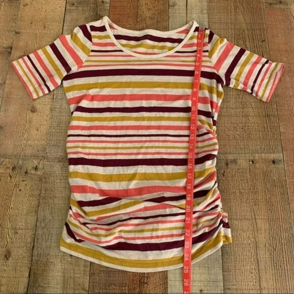 Motherhood Maternity Striped Short Sleeve Scoop Neck Top Size Small - Picture 3 of 6